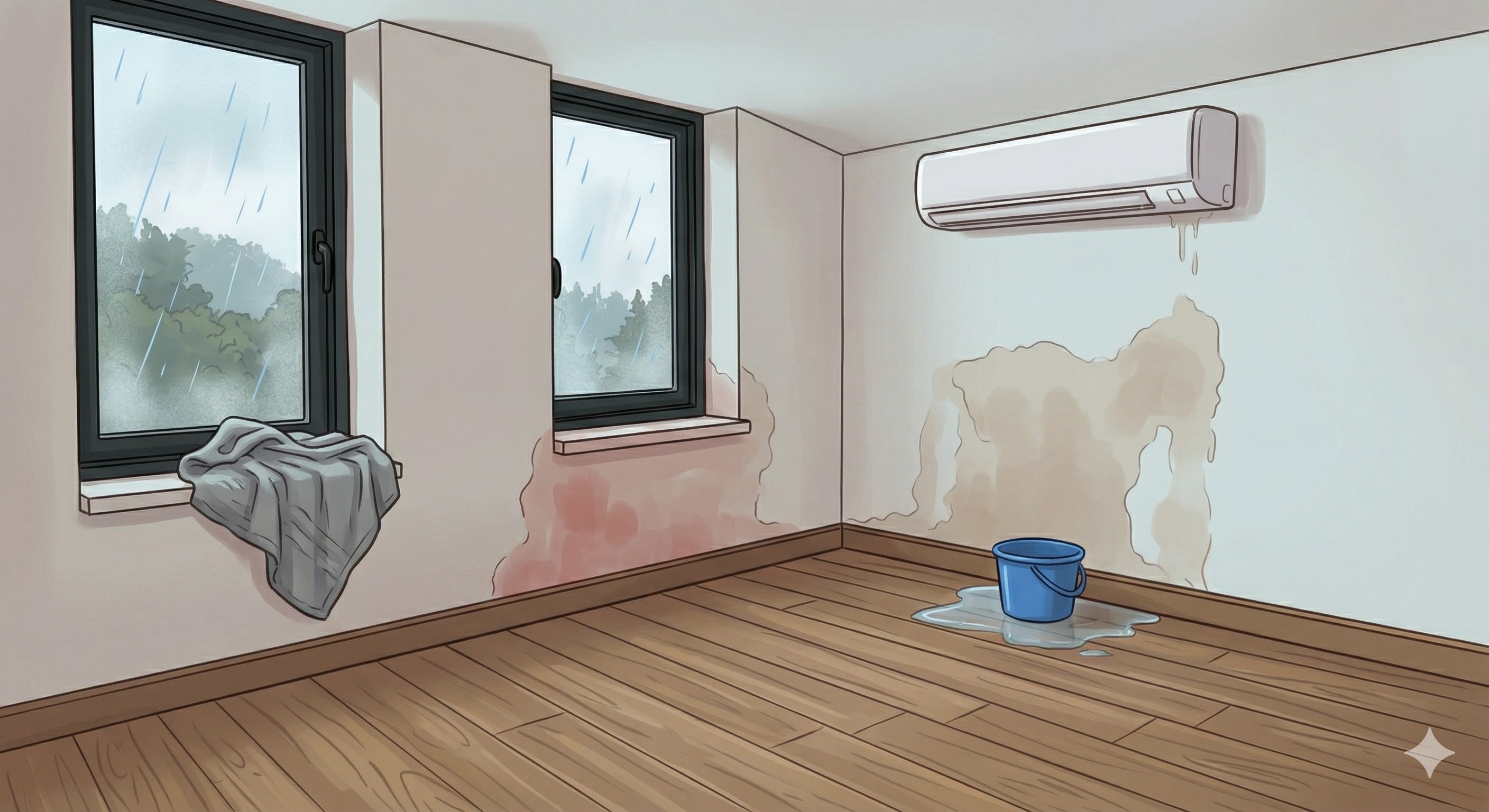 交屋前未驗屋導致窗框滲水與冷氣排水問題